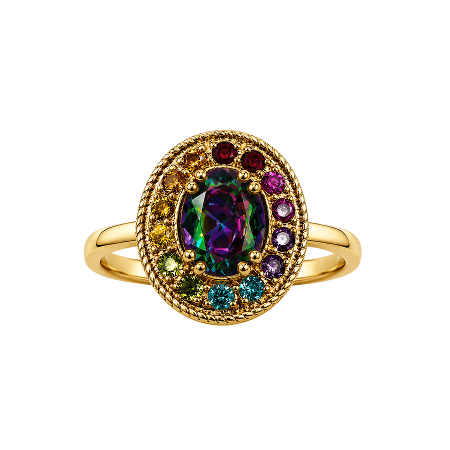 18K Gold Plated Ring with Multicolor Crystal - Nobel