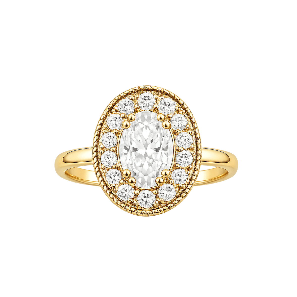 18K Gold Plated Ring with Clear Crystal - Nobel