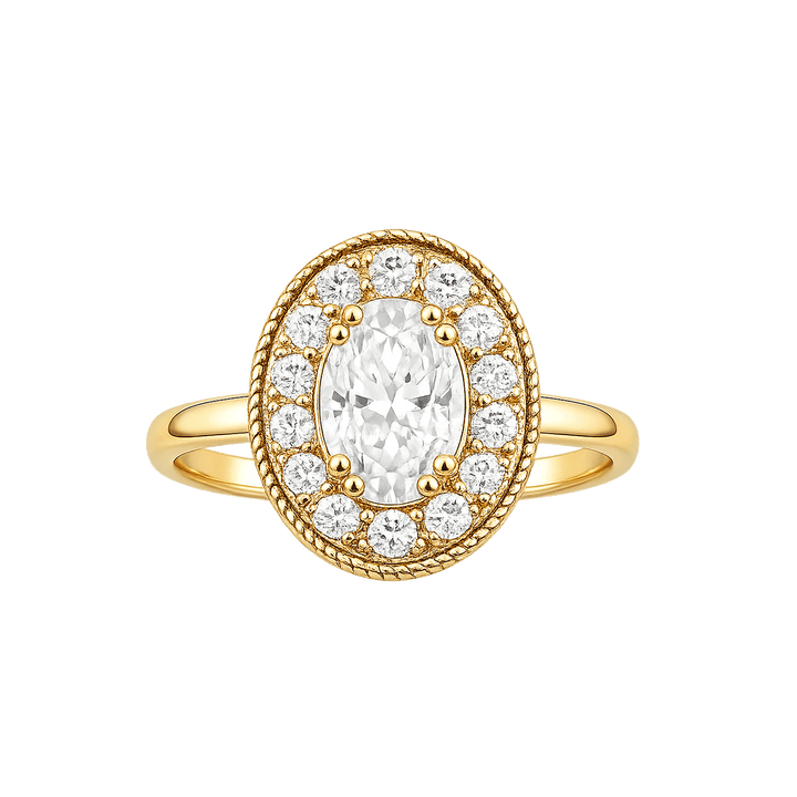 18K Gold Plated Ring with Clear Crystal - Nobel