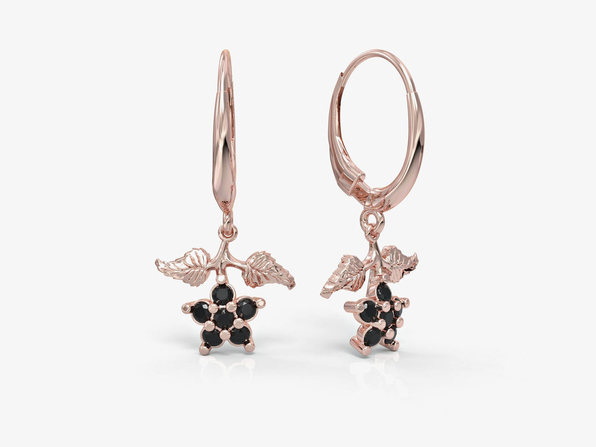 Floating leaf earrings studded with zircons
