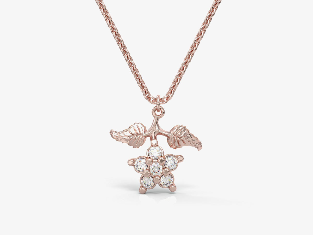 Gold necklace floating leaves