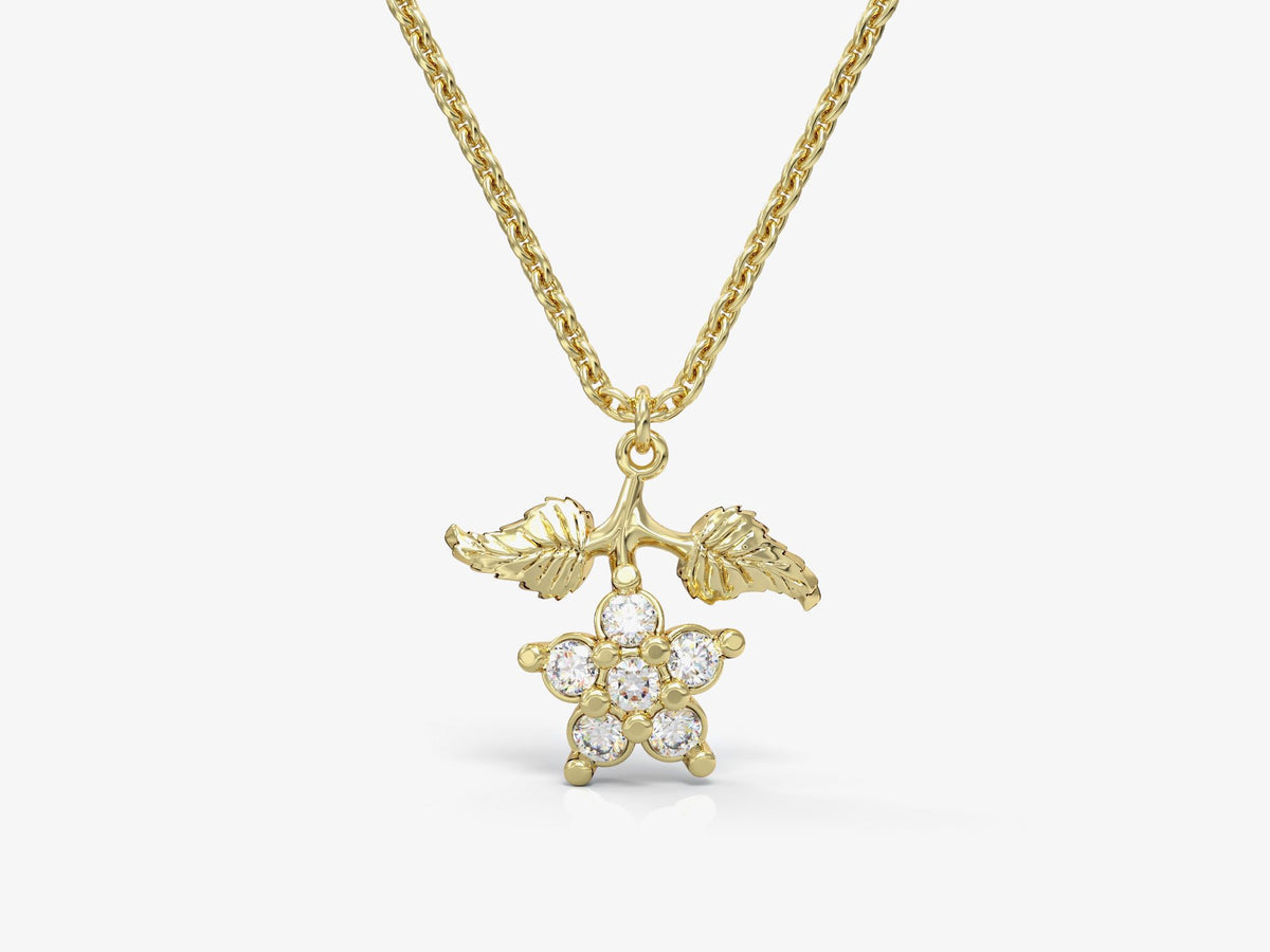 Gold necklace floating leaves