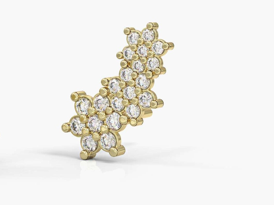 The three flower gold earrings
