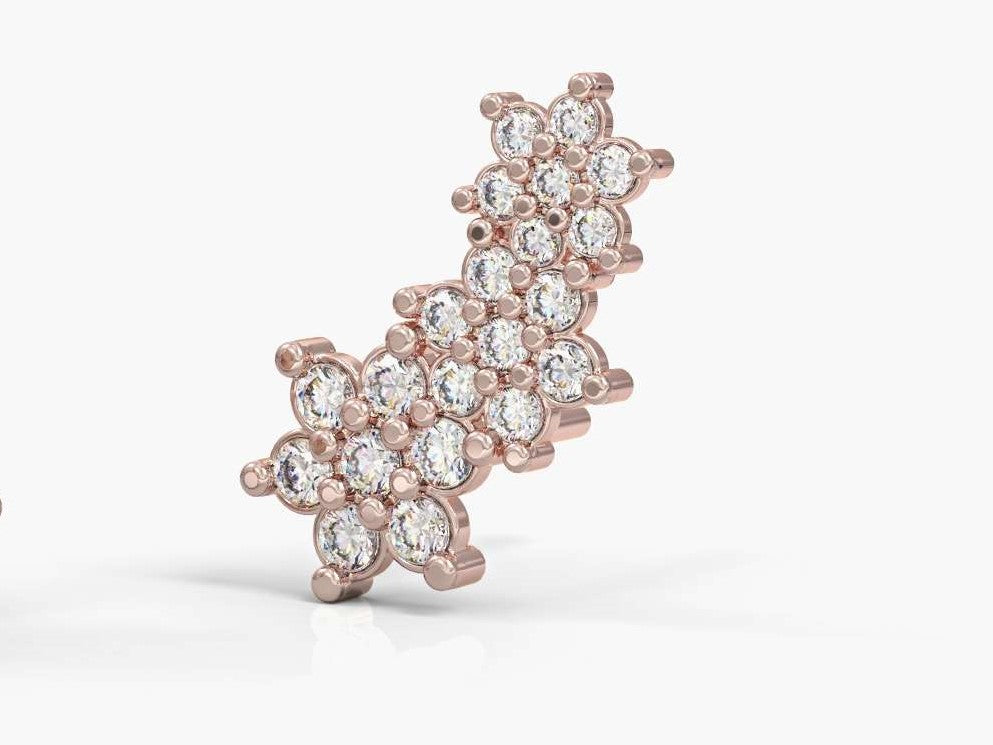 The three flower gold earrings