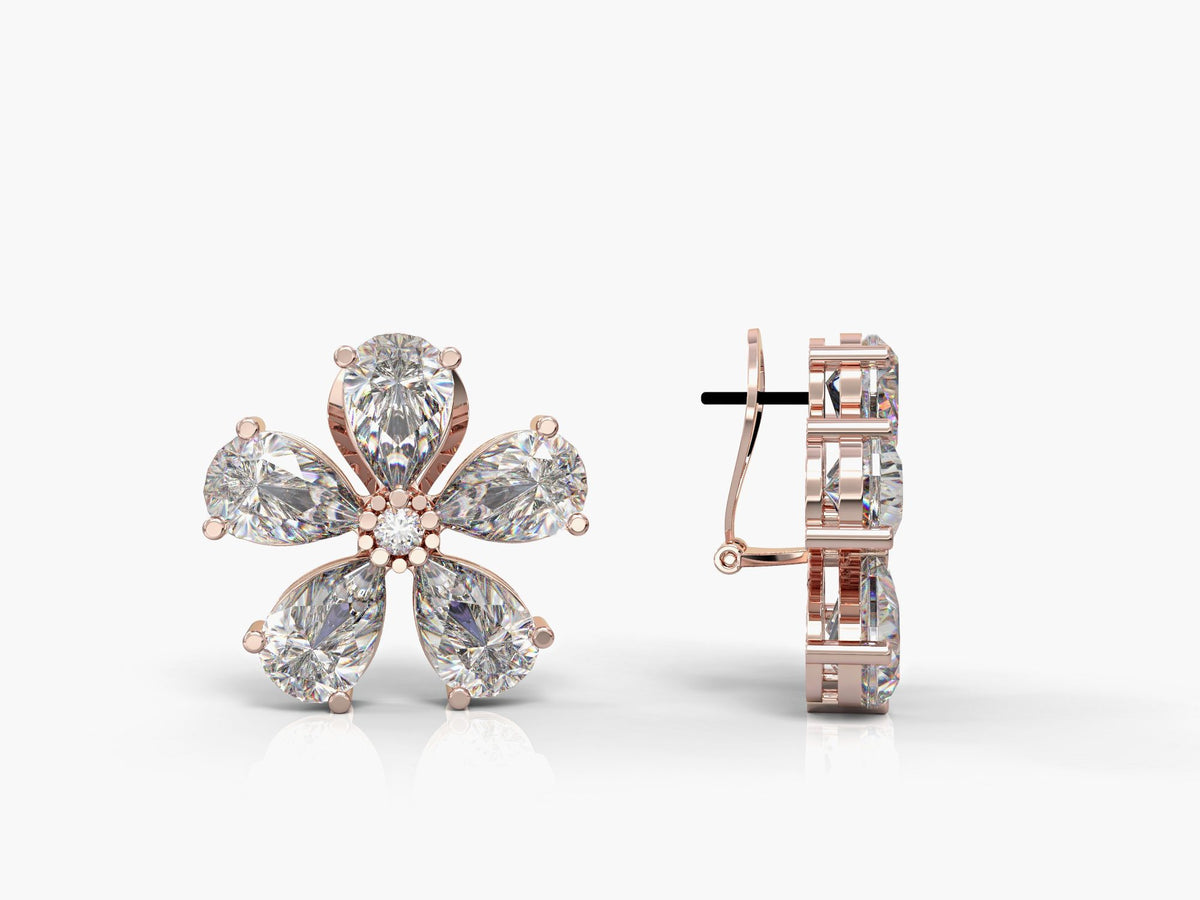 Close-up earrings with a flower of wishes