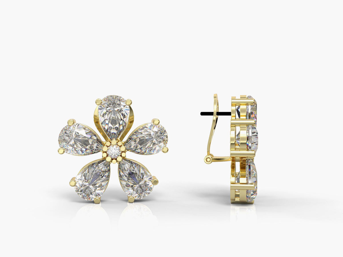 Close-up earrings with a flower of wishes
