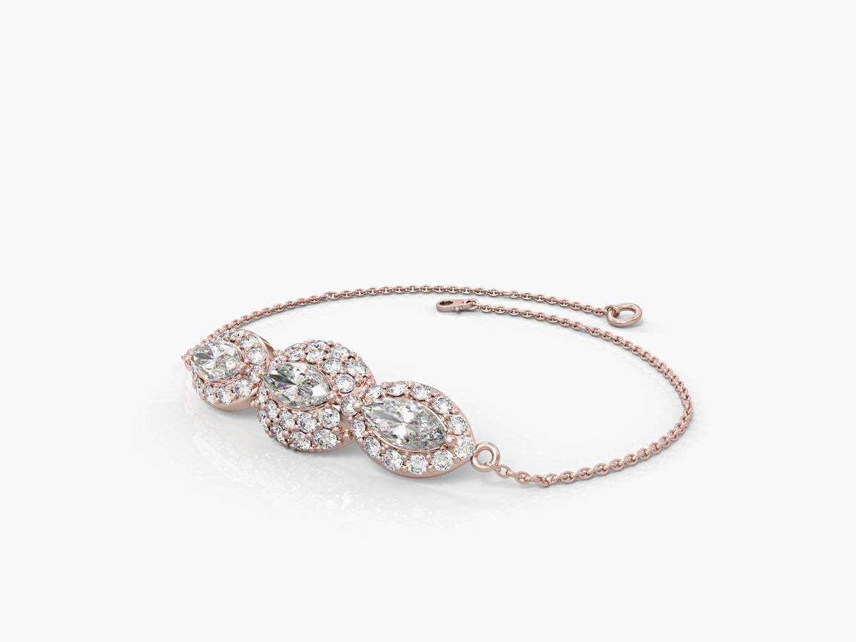 An eye bracelet studded with zircons in the shape of a marquise