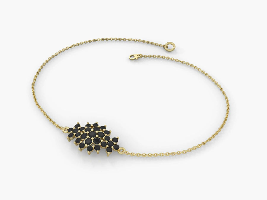 A floral rhombus bracelet studded with zircons