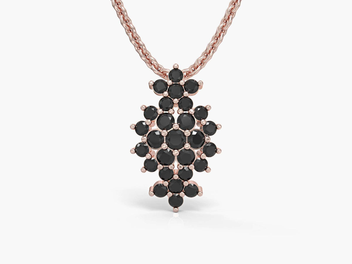 A flowery rhombus necklace studded with zircons