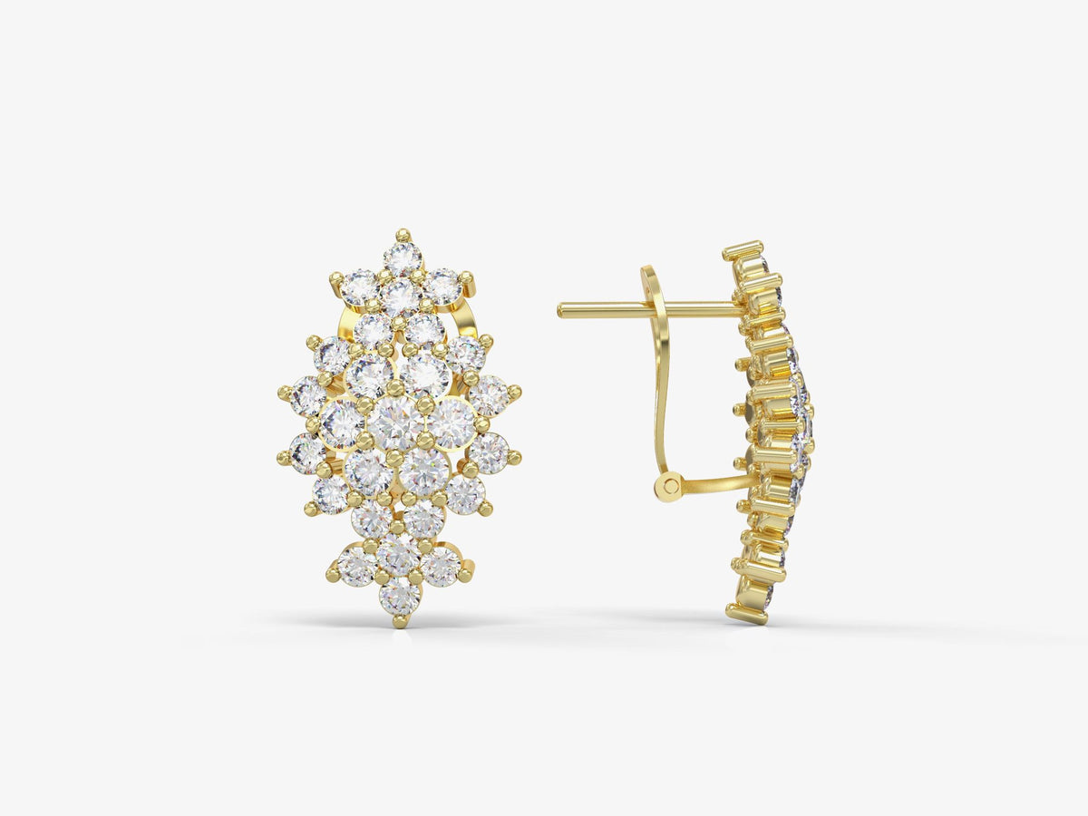 Floral rhombus earrings studded with zircons