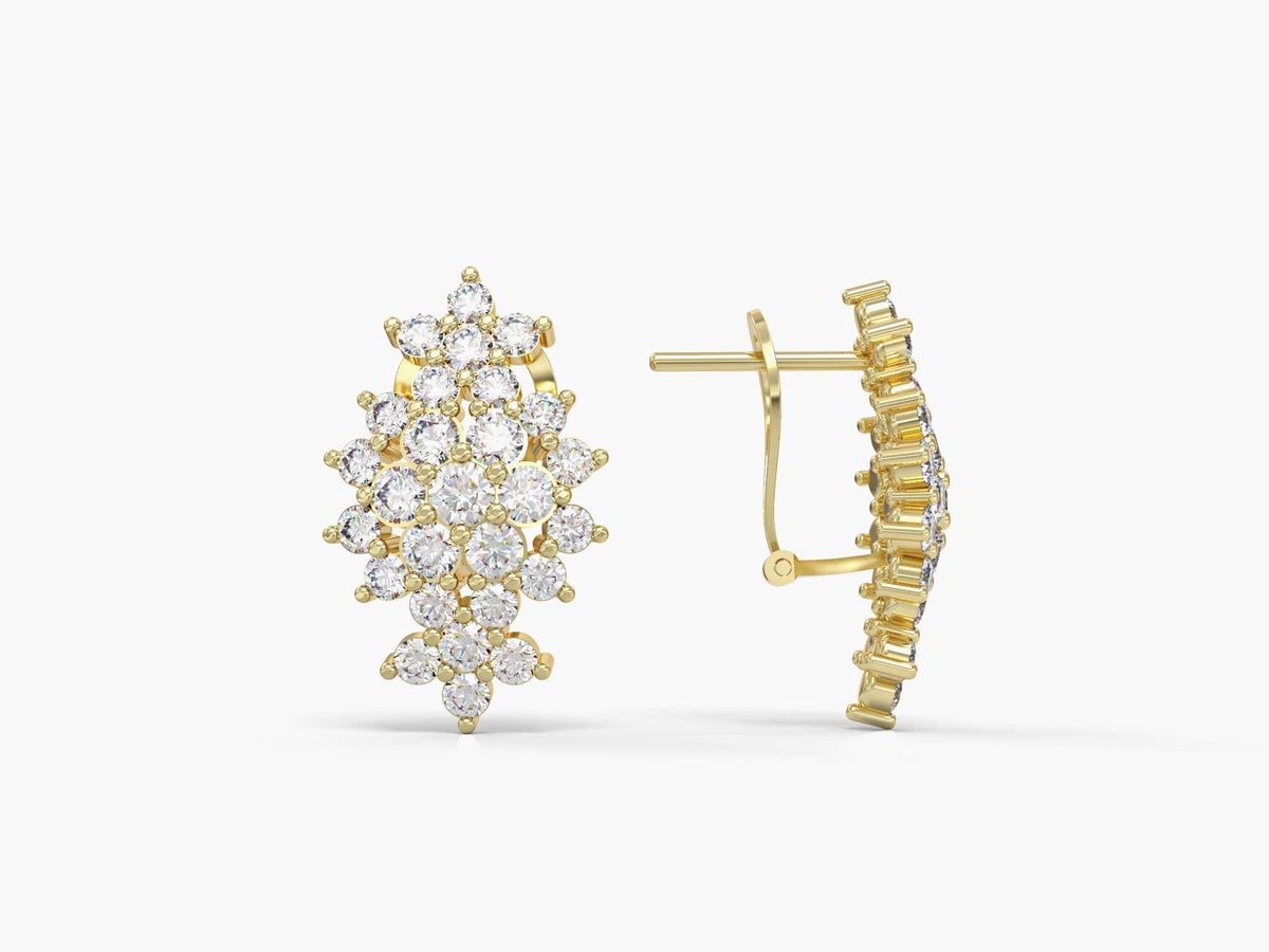 Floral diamond gold earrings
