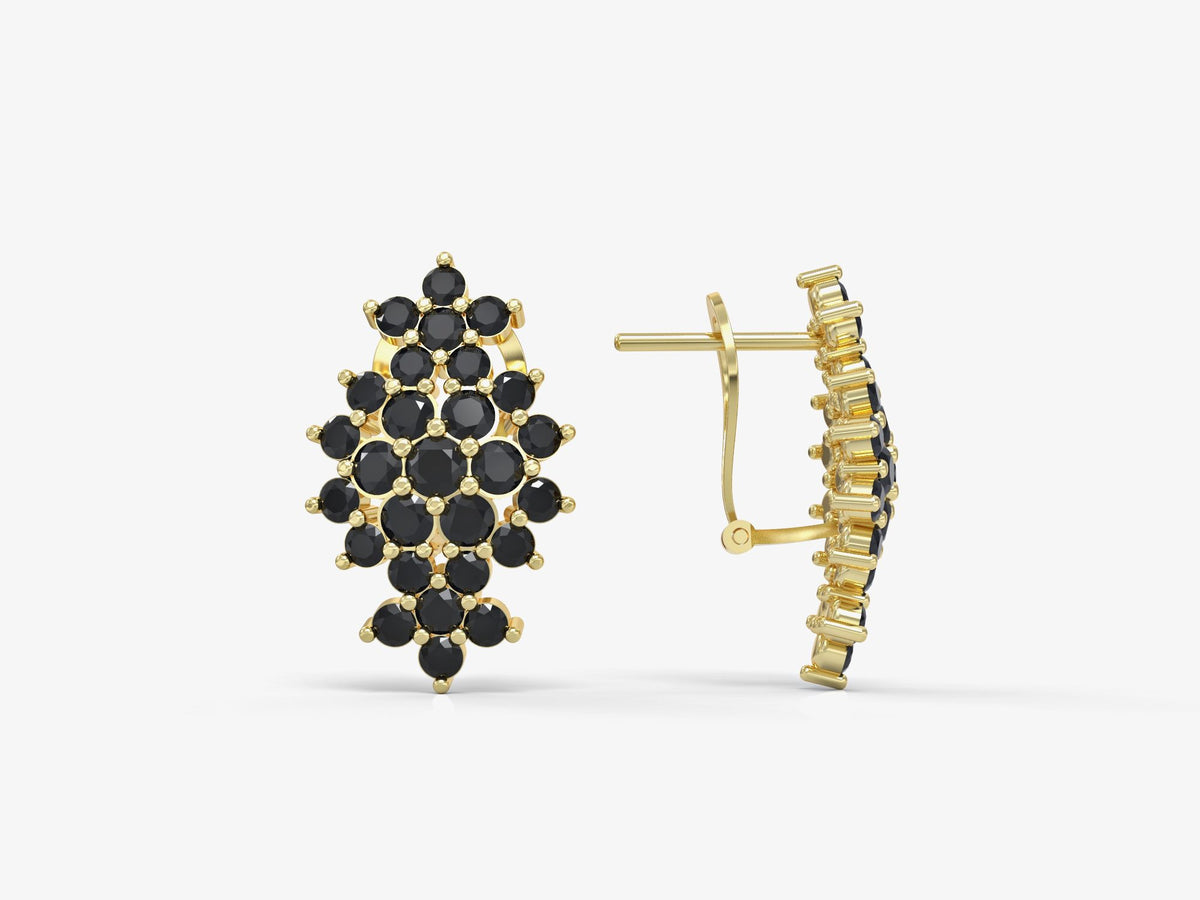 Floral rhombus earrings studded with zircons