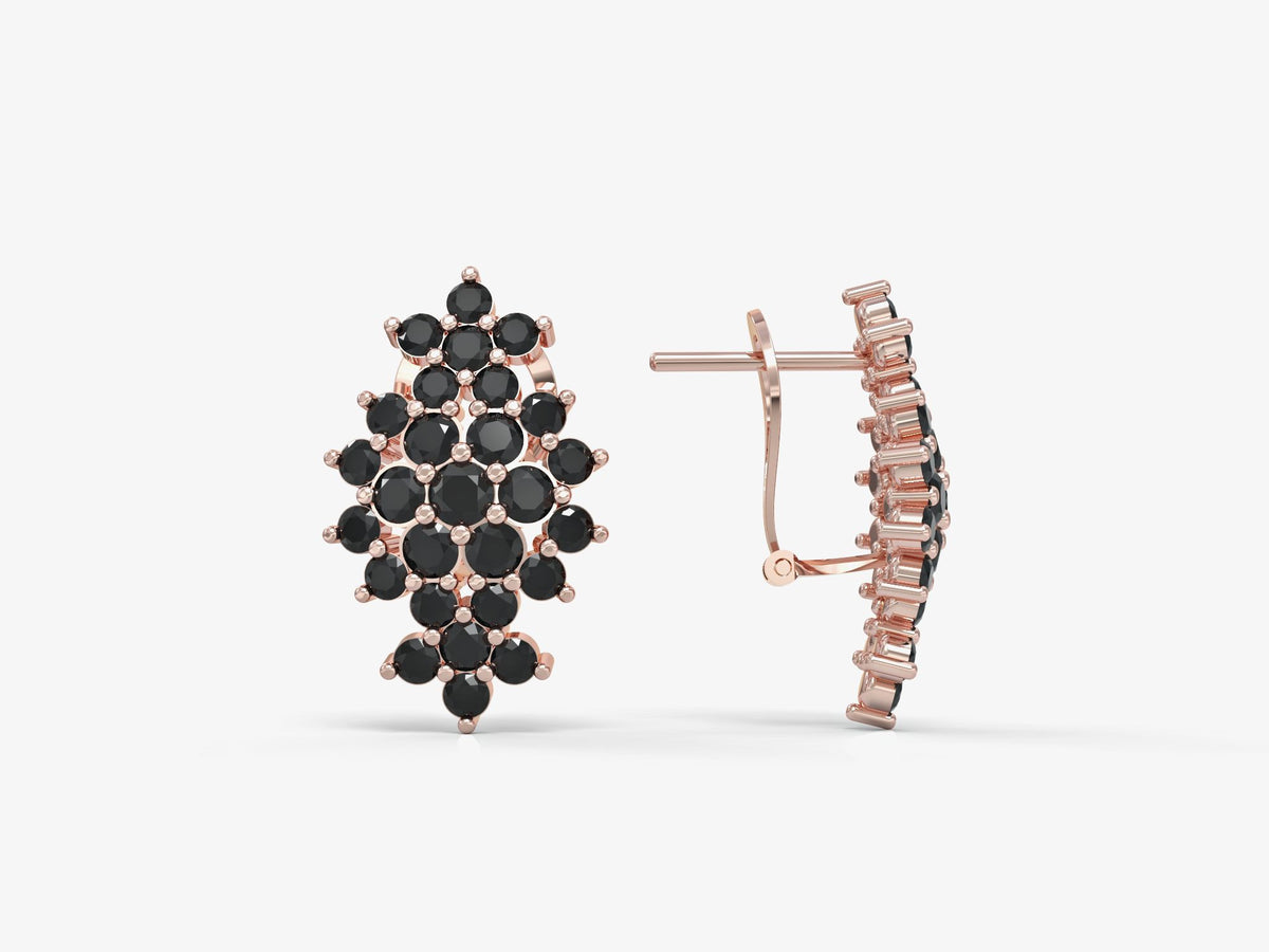 Floral rhombus earrings studded with zircons