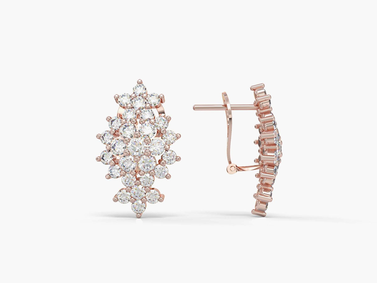 Floral diamond gold earrings