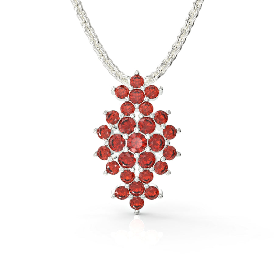 2 14K gold necklace with floral rhombus set with crystal stones