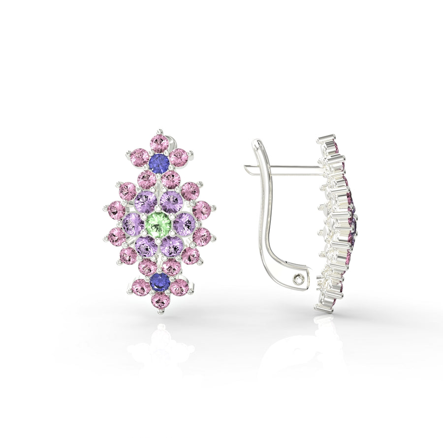 Floral diamond gold earrings studded with crystal stones 3