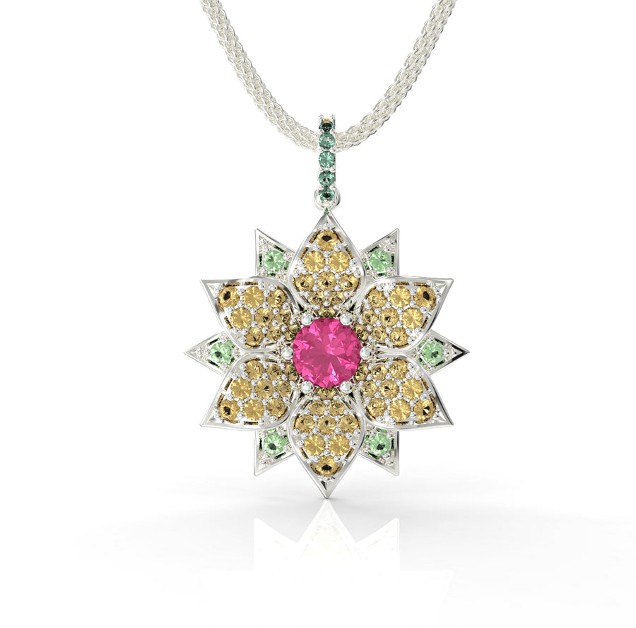 1 amaryllis gold necklace set with crystal stones