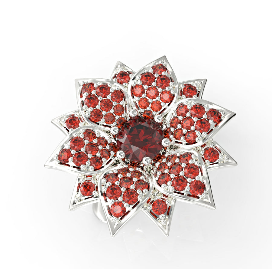 Amaryllis gold ring set with crystal stones 1