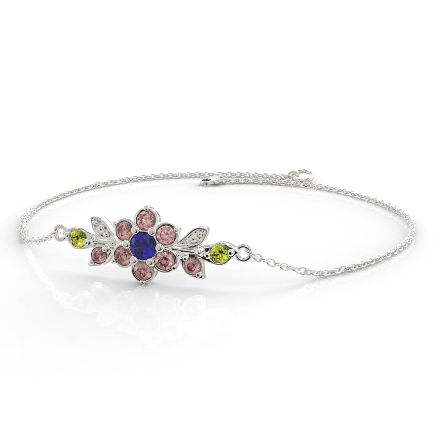2 short flowering branch gold bracelet inlaid with crystal stones