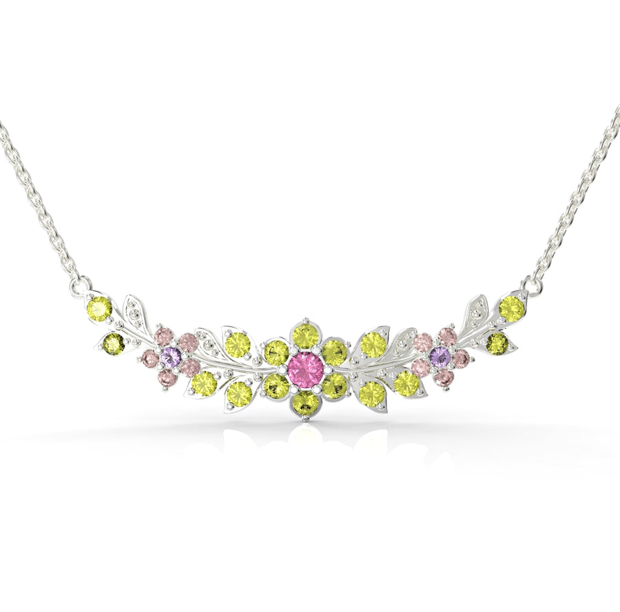 1 long flowering branch gold chain studded with crystal stones