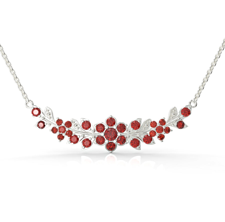 2 long flowering branch gold necklace studded with crystal stones