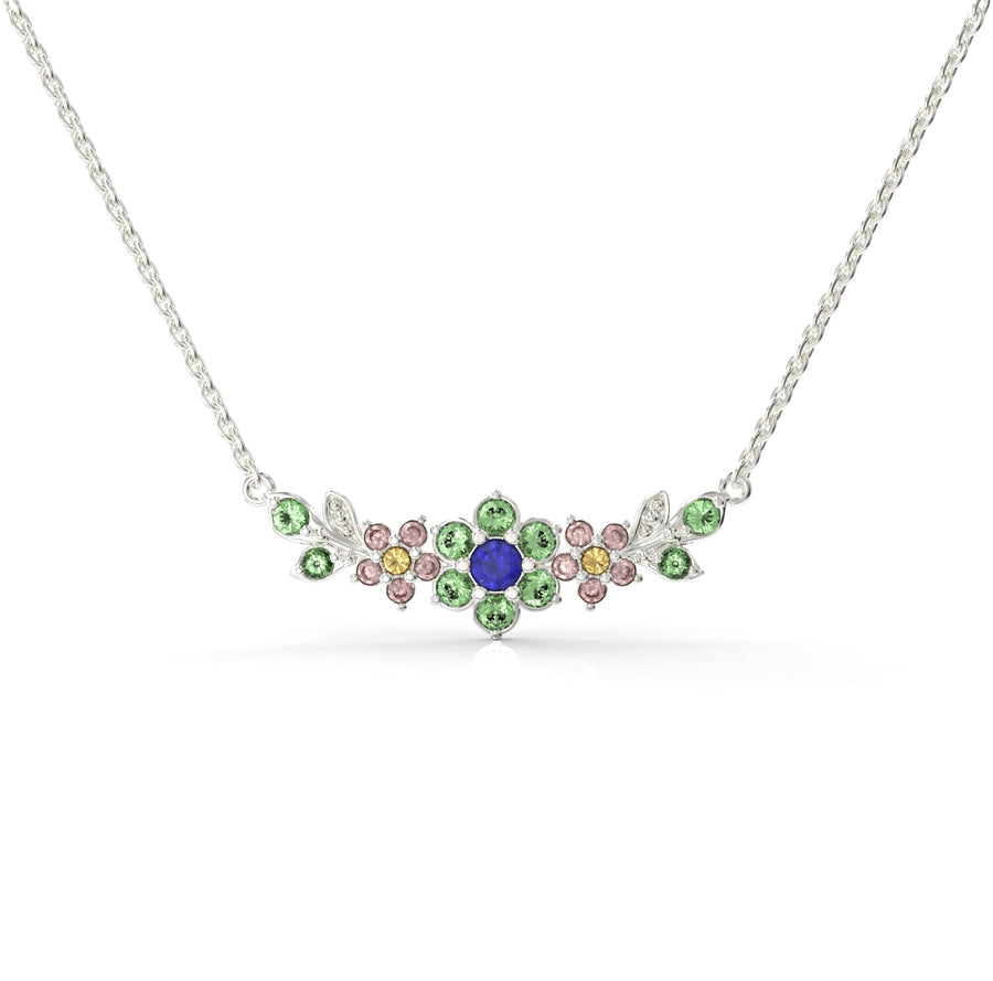 1 medium flowering branch gold chain set with crystal stones