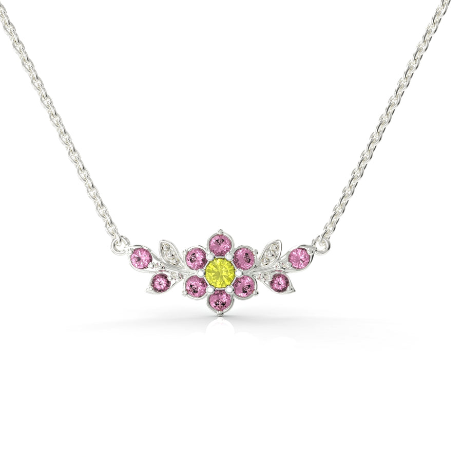 3 short flowering branch gold chain studded with crystal stones