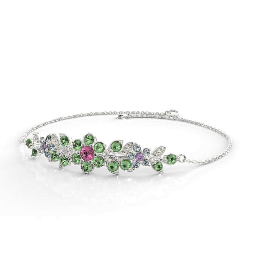 1 gold bracelet long flowering branch inlaid with crystal stones