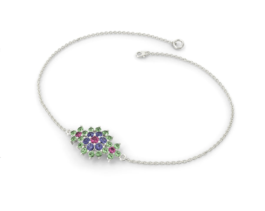 2 Gold bracelet with a floral diamond set with crystal stones