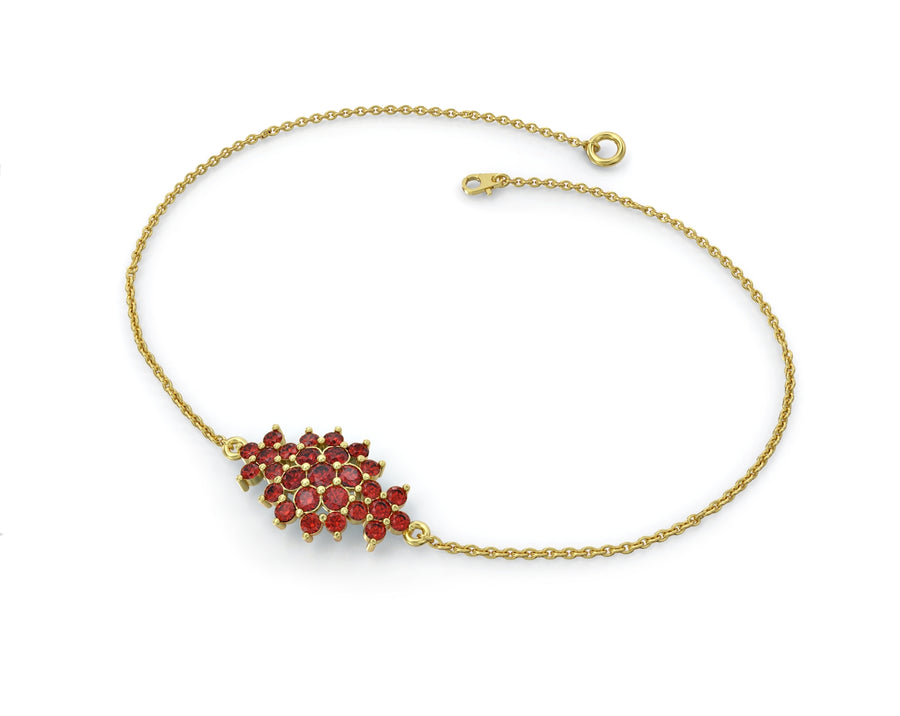 3 Rhombus floral gold bracelet inlaid with crystal stones