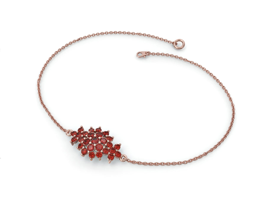 4 Rhombus floral gold bracelet inlaid with crystal stones