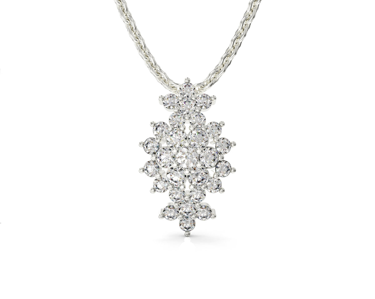 Gold necklace with a floral rhombus