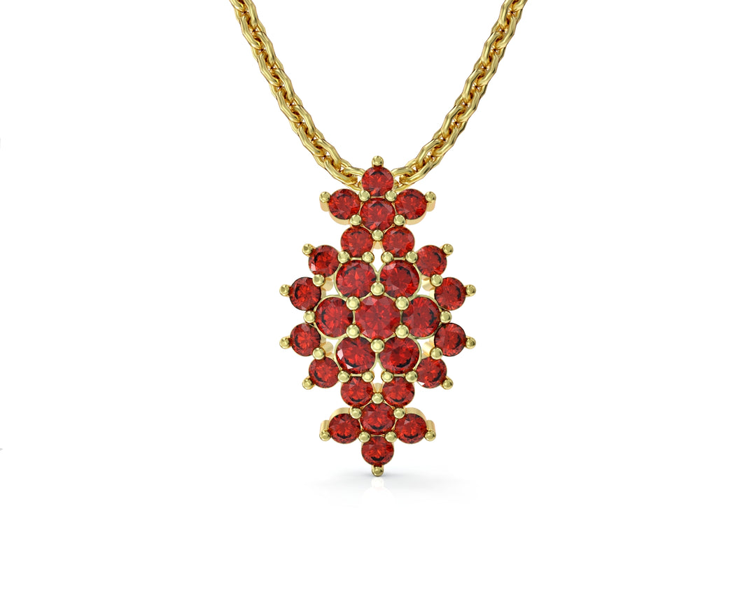 3 14K gold necklace with floral rhombus set with crystal stones