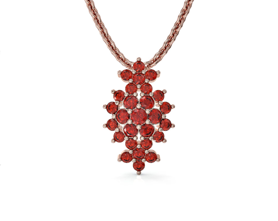 4 14K gold necklace with floral rhombus set with crystal stones