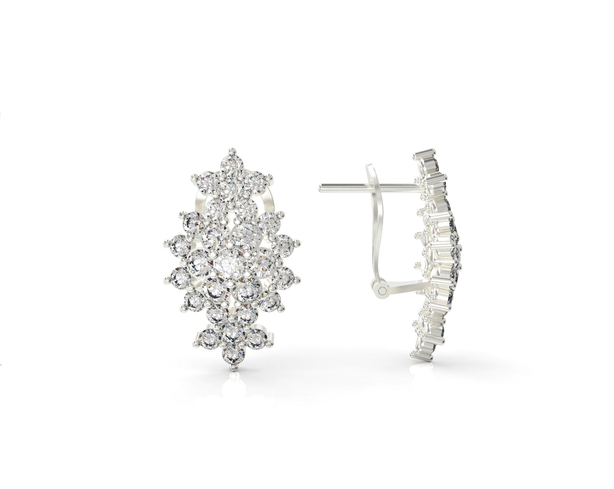 Floral diamond gold earrings