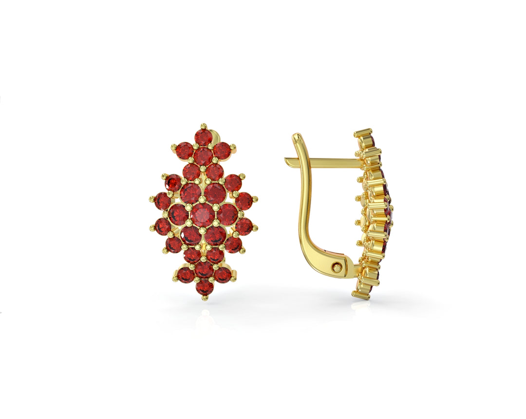 Floral diamond gold earrings studded with crystal stones 5