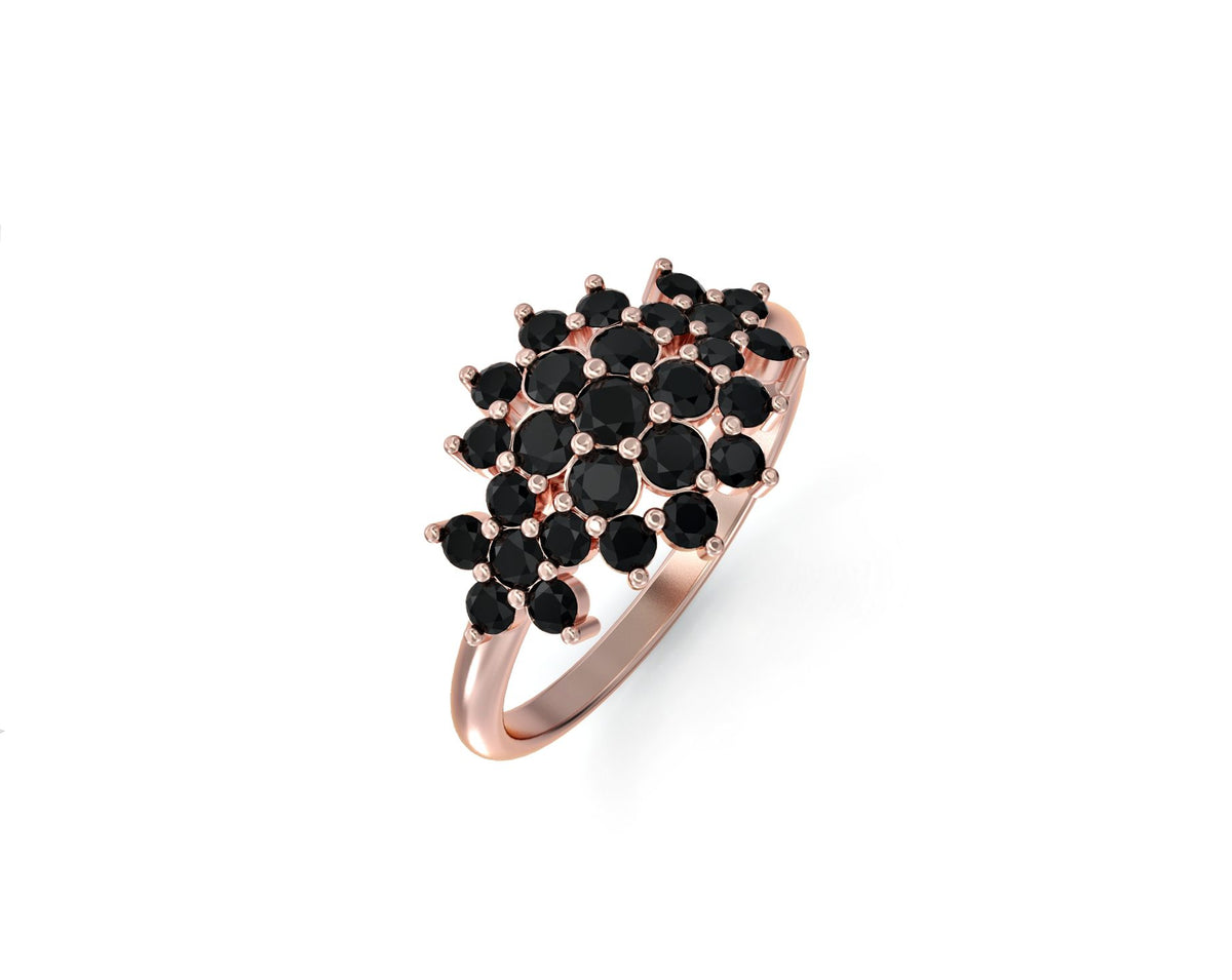 A floral rhombus ring studded with zircons