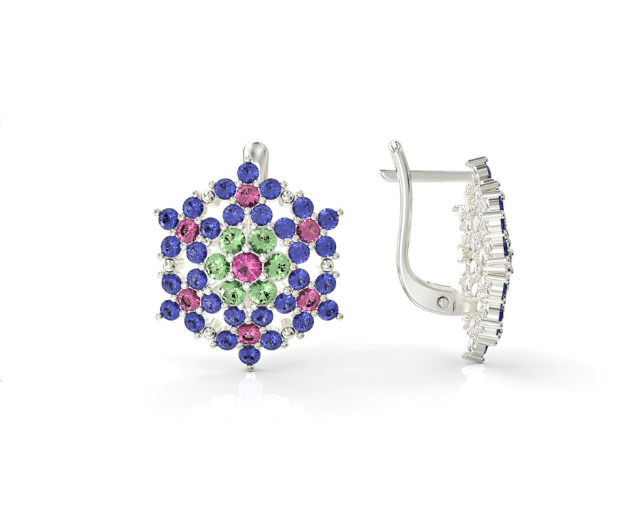 Angel gold earrings studded with crystal stones 2