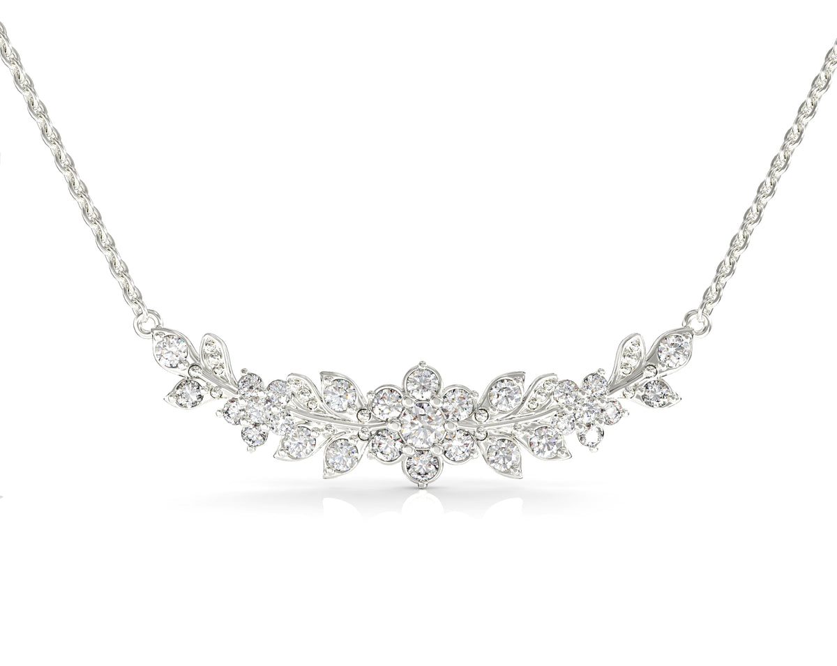Long flowering branch gold necklace