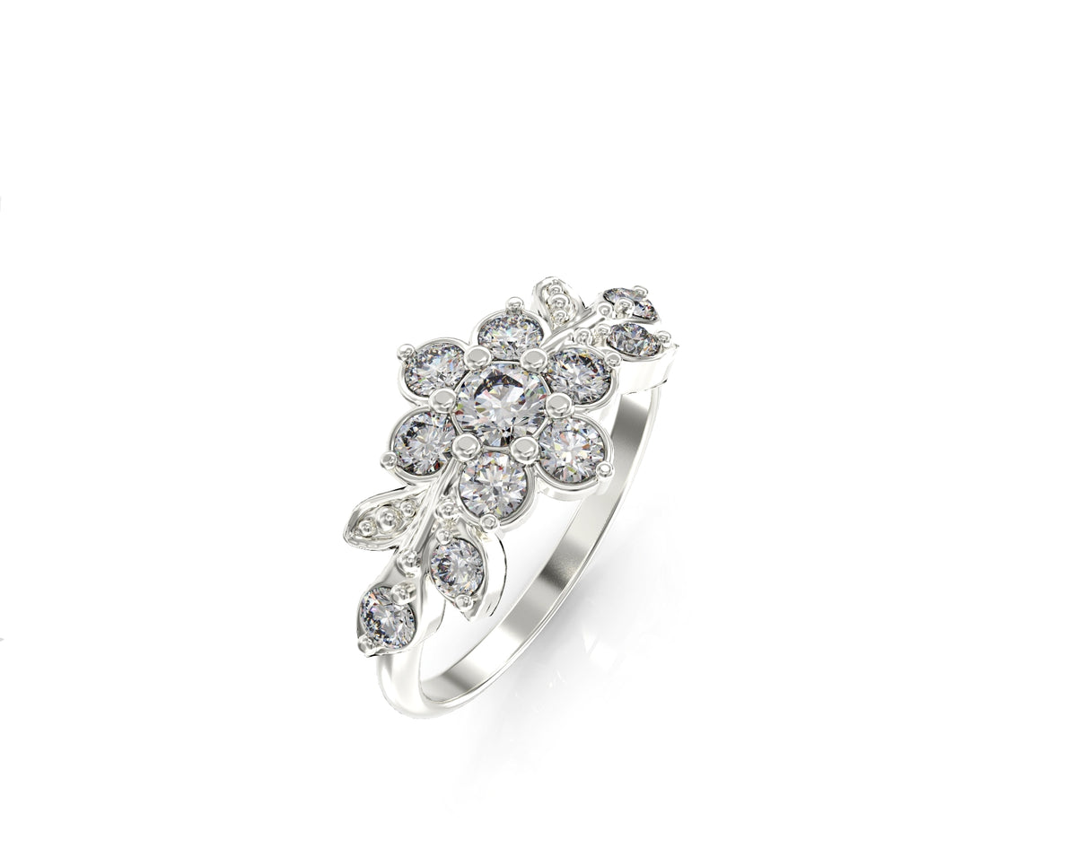 A short flowering branch gold ring