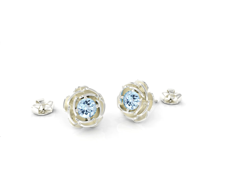 Gold studded rose earrings studded with crystal stones 2
