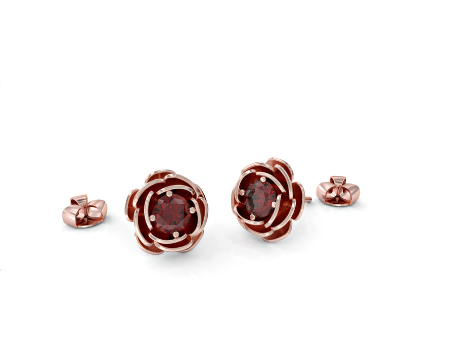 Gold studded rose earrings studded with crystal stones 1