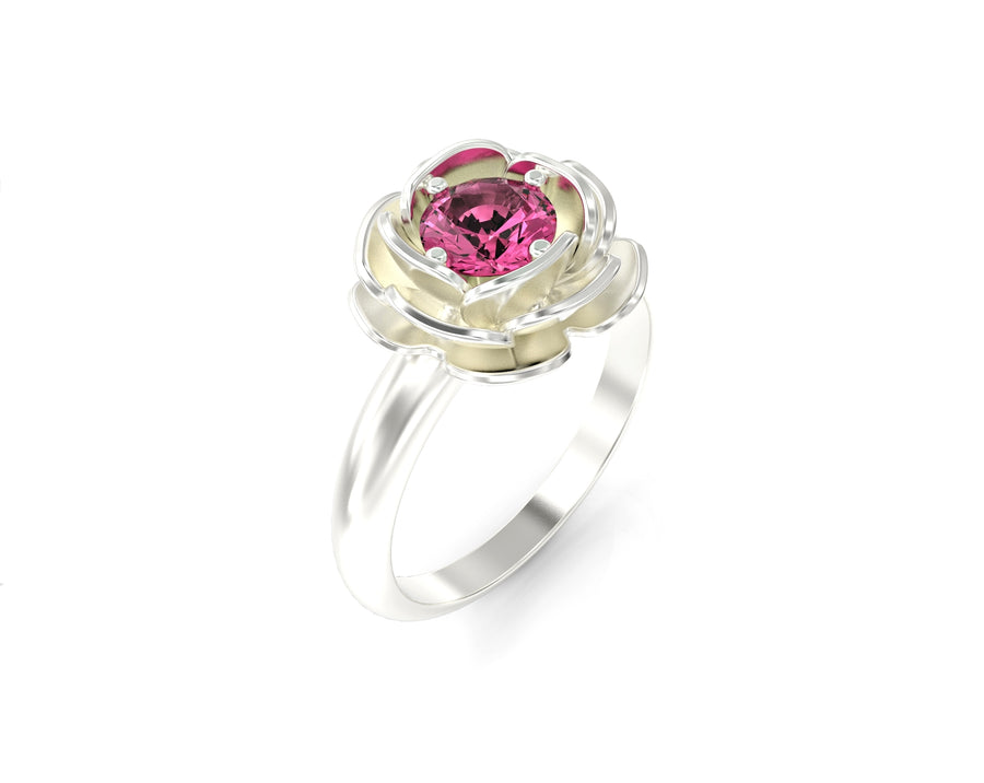 Rose gold ring set with a crystal stone 2