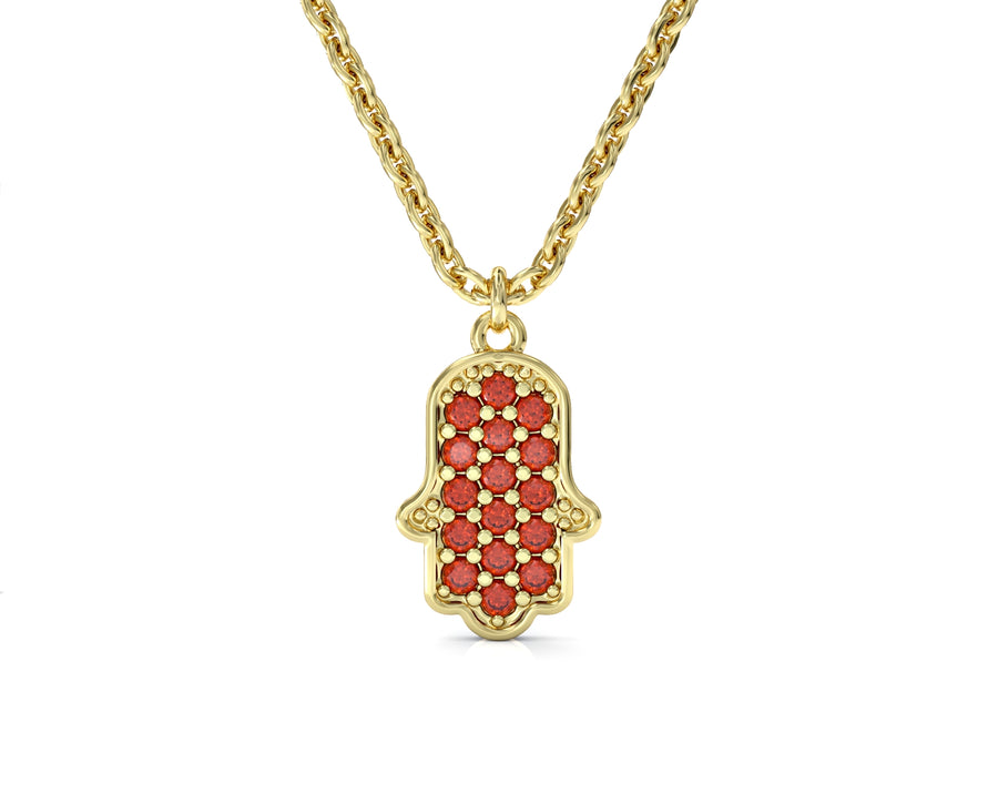 1 14K gold Hamsa necklace set with crystal stones