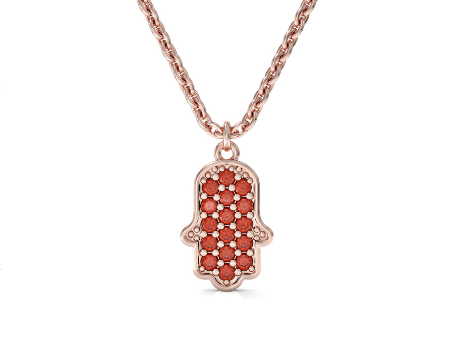 2 Hamsa 14K gold necklace set with crystal stones