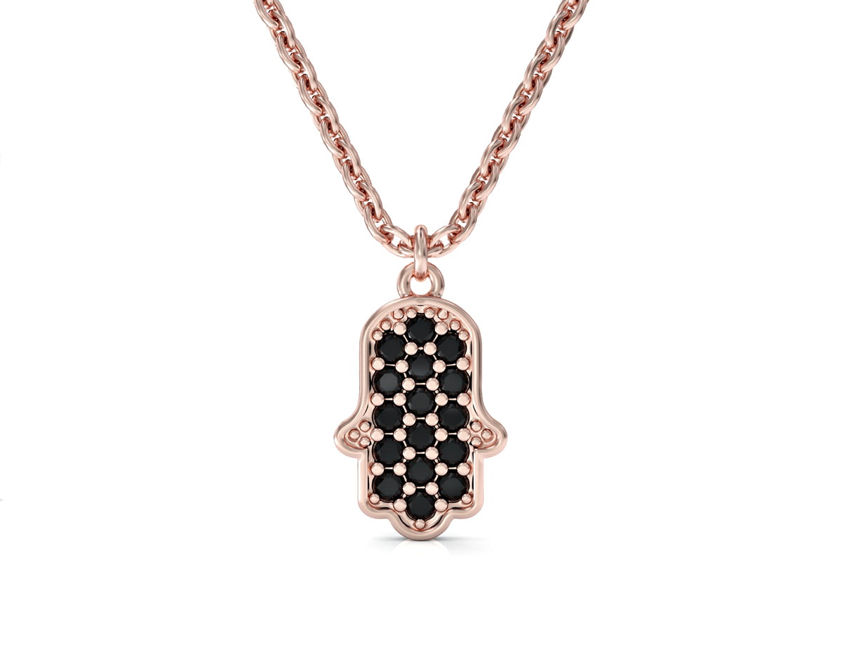 Hamsa pendant necklace studded with zircons