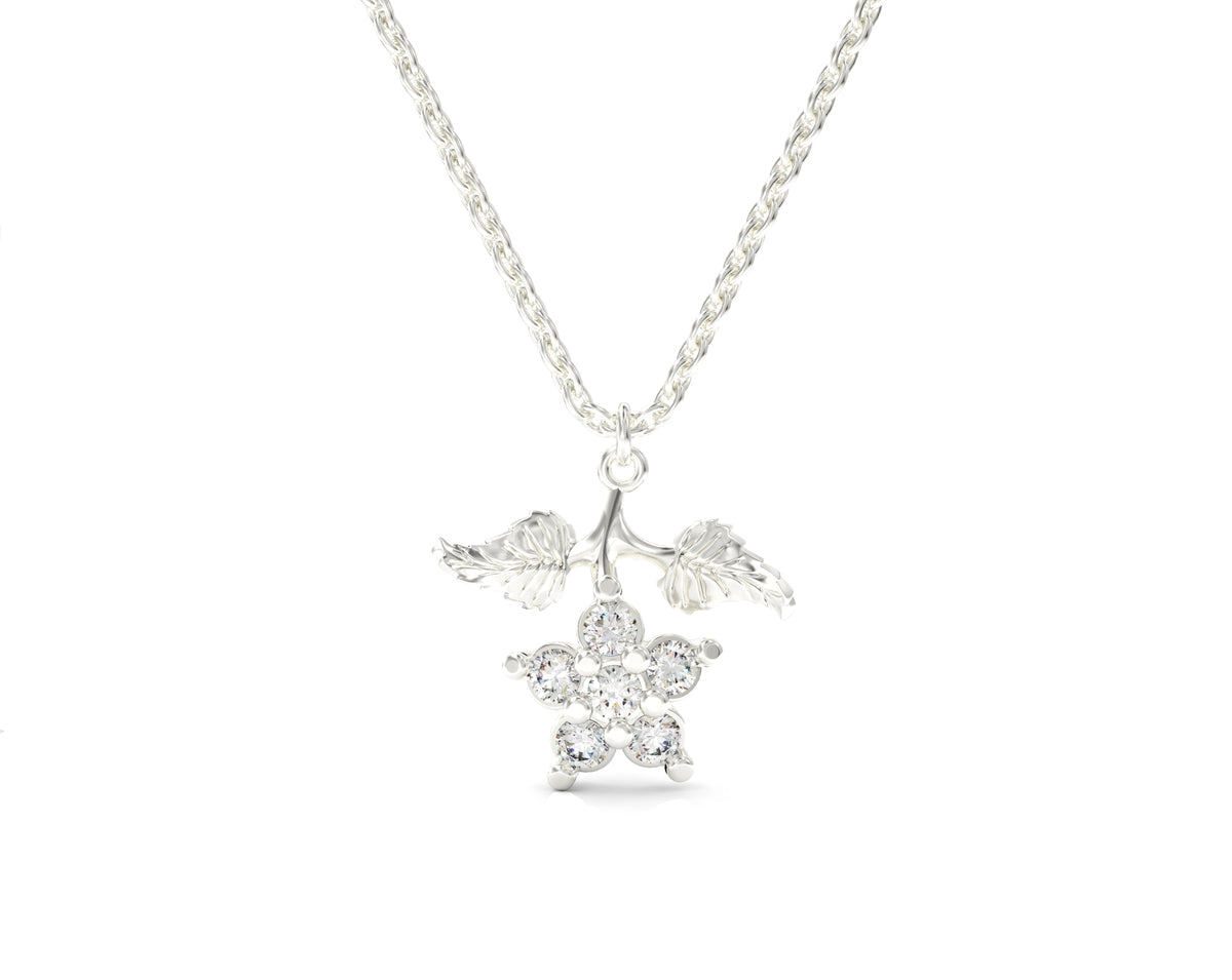 Gold necklace floating leaves