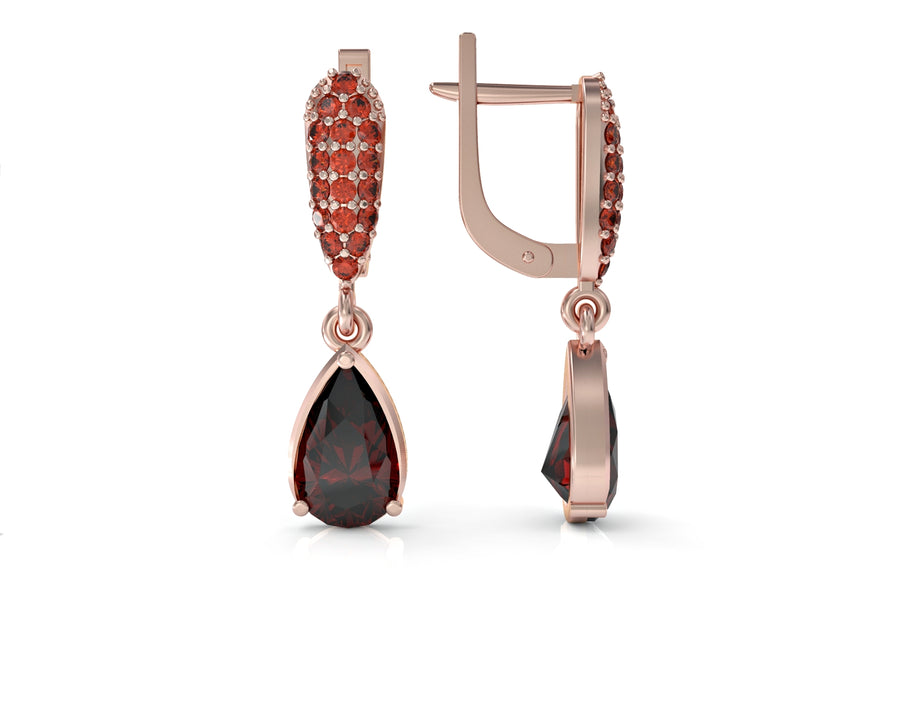 Crystal drop gold earrings embedded with crystal stones 2