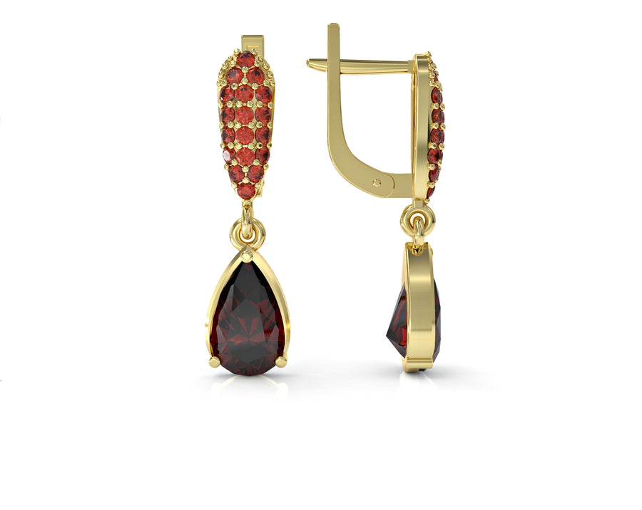 Crystal drop gold earrings embedded with crystal stones 3