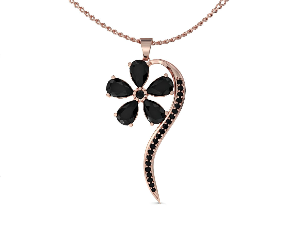 Wish flower necklace studded with zircons
